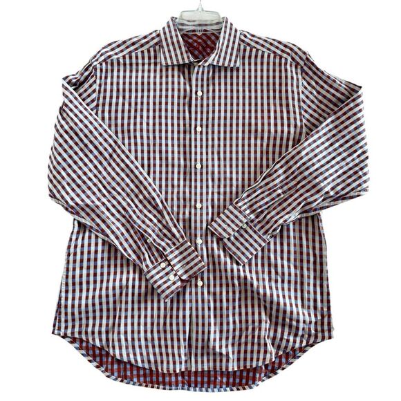 Robert Graham Long Sleeve Cotton Button Down Classic Fit Shirt Blue Plaid XL - Picture 6 of 14